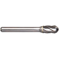 Alpha-3/4In Cylindrical Ball Nose Carbide Burr, 1/4In Shank Dia - Aluminium Cut