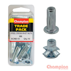 Champion - M8 STEEL CROSS RIVET NUTS - 10 PACK | SCN8-10