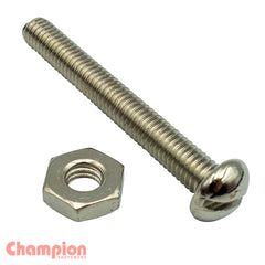 Champion - MACHINE SCREWS & NUTS PAN SLOT 6/40" x 1-1/2" NICKLE PLATED | CFT5