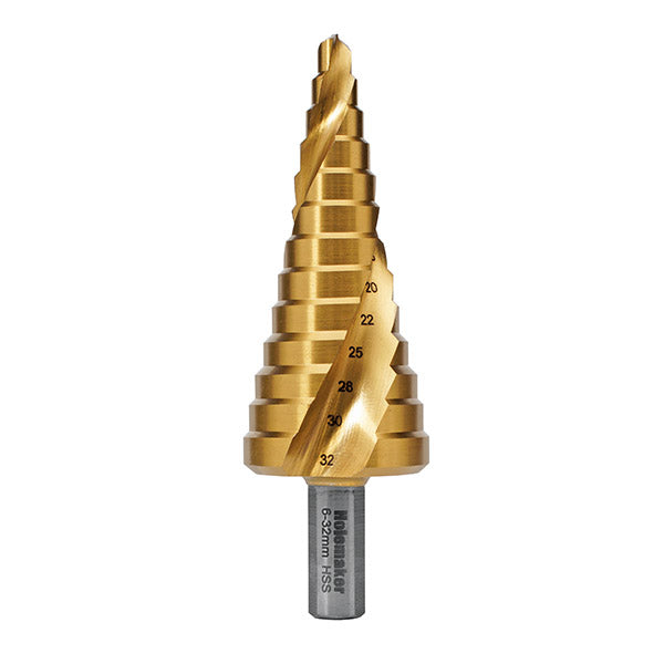 ITM - HOLEMAKER STEP DRILL SPIRAL FLUTE, ELECTRICIANS SIZES, 3MM STEP LENGTH, 6-32MM | SD6-32MM
