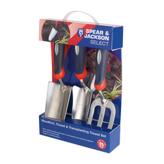 Spear & Jackson - Gift Set, 3Pce Select Stainless Steel Trowel, Fork, Trasnplanter | SJ-SELECT3PS
