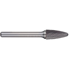 Alpha-3/4In Tree Radius Nose Carbide Burr, 1/4In Shank Dia.