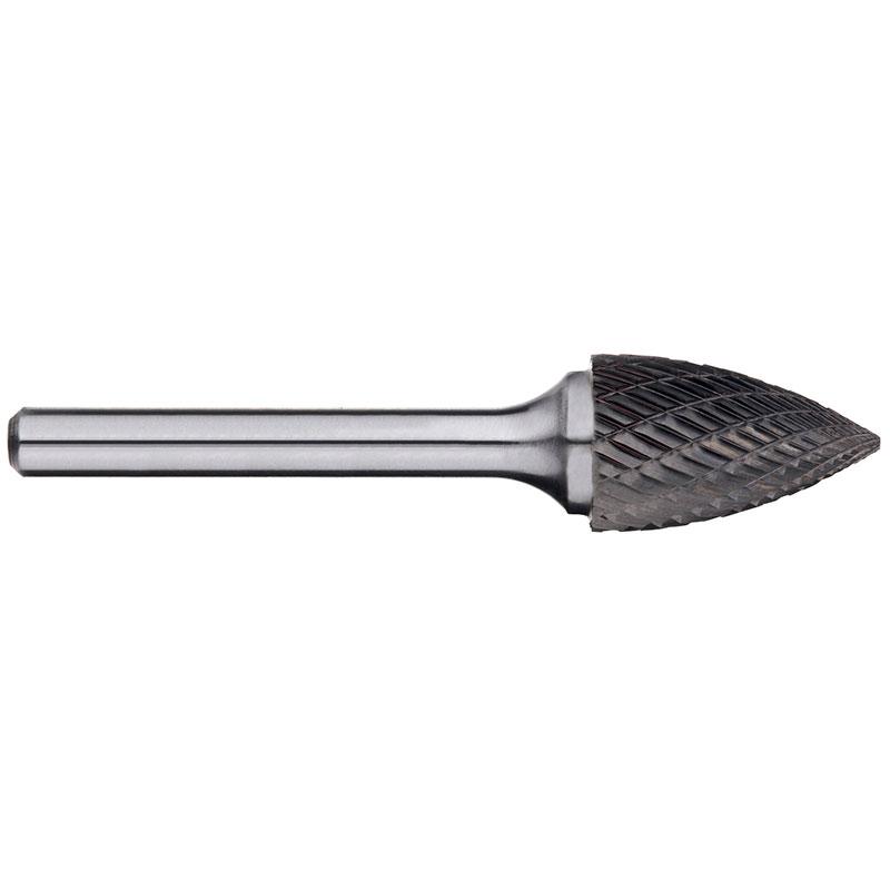 Alpha-1/8In Tree Pointed Nose Carbide Burr, 1/8In Shank Dia