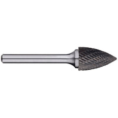 Alpha-5/8In Tree Pointed Nose Carbide Burr, 1/4In Shank Dia.