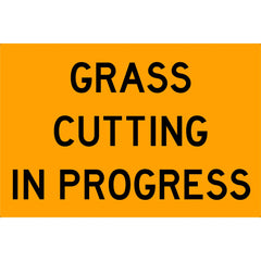 Uniform Safety Signs - 900x600mm - Metal - Class 1 Reflective - Grass Cutting In Progress | SG507