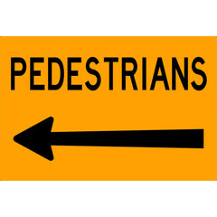 Uniform Safety Signs - 900 x 600mm - Aluminium - Class 1 - Pedestrians [Left Arrow] | SG514-ALUM