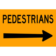 Uniform Safety Signs - 900 x 600mm - Aluminium - Class 1 - Pedestrians [Right Arrow] | SG515-ALUM