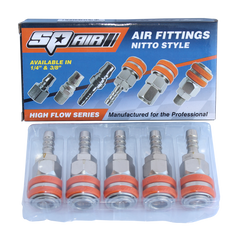 SP Air - Air Tool Fitting - Coupler Hose Barb 3/8" Nitto Style Box Of 5 | SH30BX