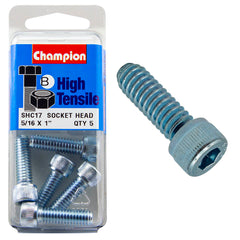 Champion - Socket Head Cap Screws - High Tensile - BSW - 5/16" x 1" - Zinc Plated | SHC17