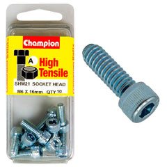 Champion - Socket Head Cap Screws - High Tensile - M6 x 16mm - Zinc Plated | SHM21