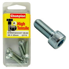 Champion - Socket Head Cap Screws - High Tensile - M6 x 25mm - Zinc Plated | SHM23