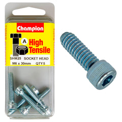 Champion - Socket Head Cap Screws - High Tensile - M6 x 30mm - Zinc Plated | SHM25