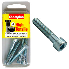 Champion - Socket Head Cap Screws - High Tensile - M6 x 40mm - Zinc Plated | SHM27