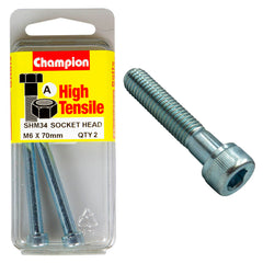 Champion - Socket Head Cap Screws - High Tensile - M6 x 70mm - Zinc Plated | SHM34