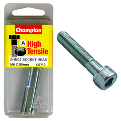 Champion - Socket Head Cap Screws - High Tensile - M6 x 80mm - Zinc Plated | SHM35