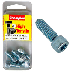 Champion - Socket Head Cap Screws - High Tensile - M8 x 16mm - Zinc Plated | SHM45