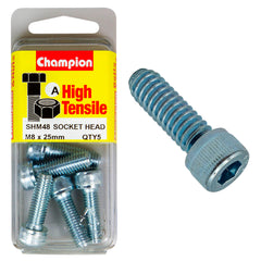 Champion - Socket Head Cap Screws - High Tensile - M8 x 25mm - Zinc Plated | SHM48