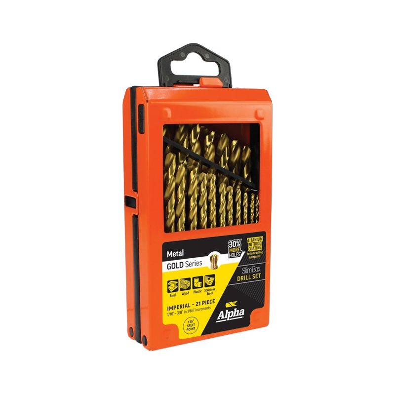 Alpha-21Pc Imperial Alpha Slimbox Drill Set 1/16-3/8In