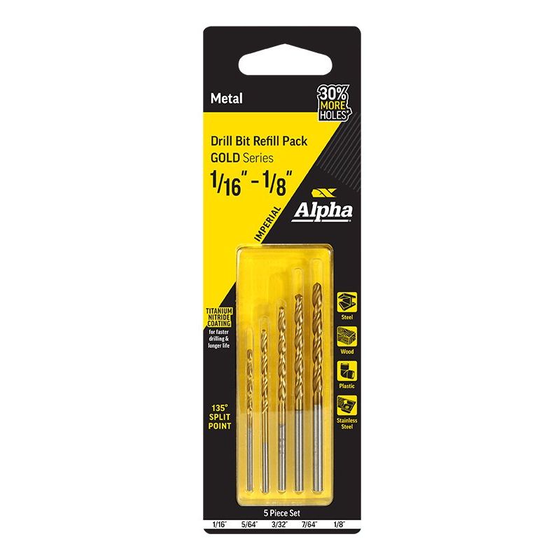 Alpha-5 Piece | Imperial Alpha Gold Series Drill Refill Pack - 1/16 - 1/8In