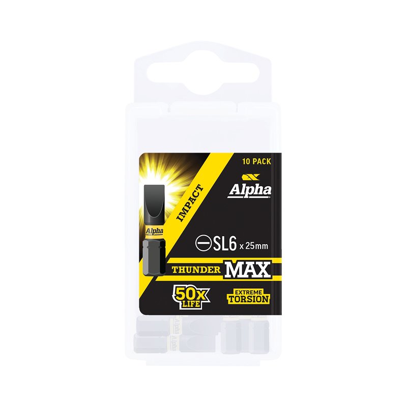 Alpha-Thundermax Sl6 X 25Mm Impact Insert Bit Handipack (X10)