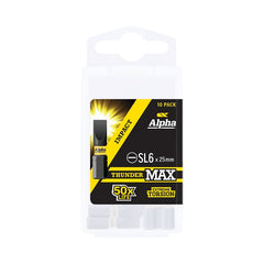 Alpha-Thundermax Sl6 X 25Mm Impact Insert Bit Handipack (X10)