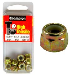 Champion - HEX NUTS - SELF-LOCKING - NYLON INSERT - 1/4" - UNF | SLF77