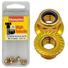 Champion - Hex Flange - Self-Locking Nuts - Nylon Insert - M3 x 0.5mm | SLFM155