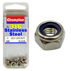 Champion - HEX NUTS-SELF LOCKING-NYLON INSERTS-STAINLESS STEEL-M5x0.8mm-316/A4 | SLN5