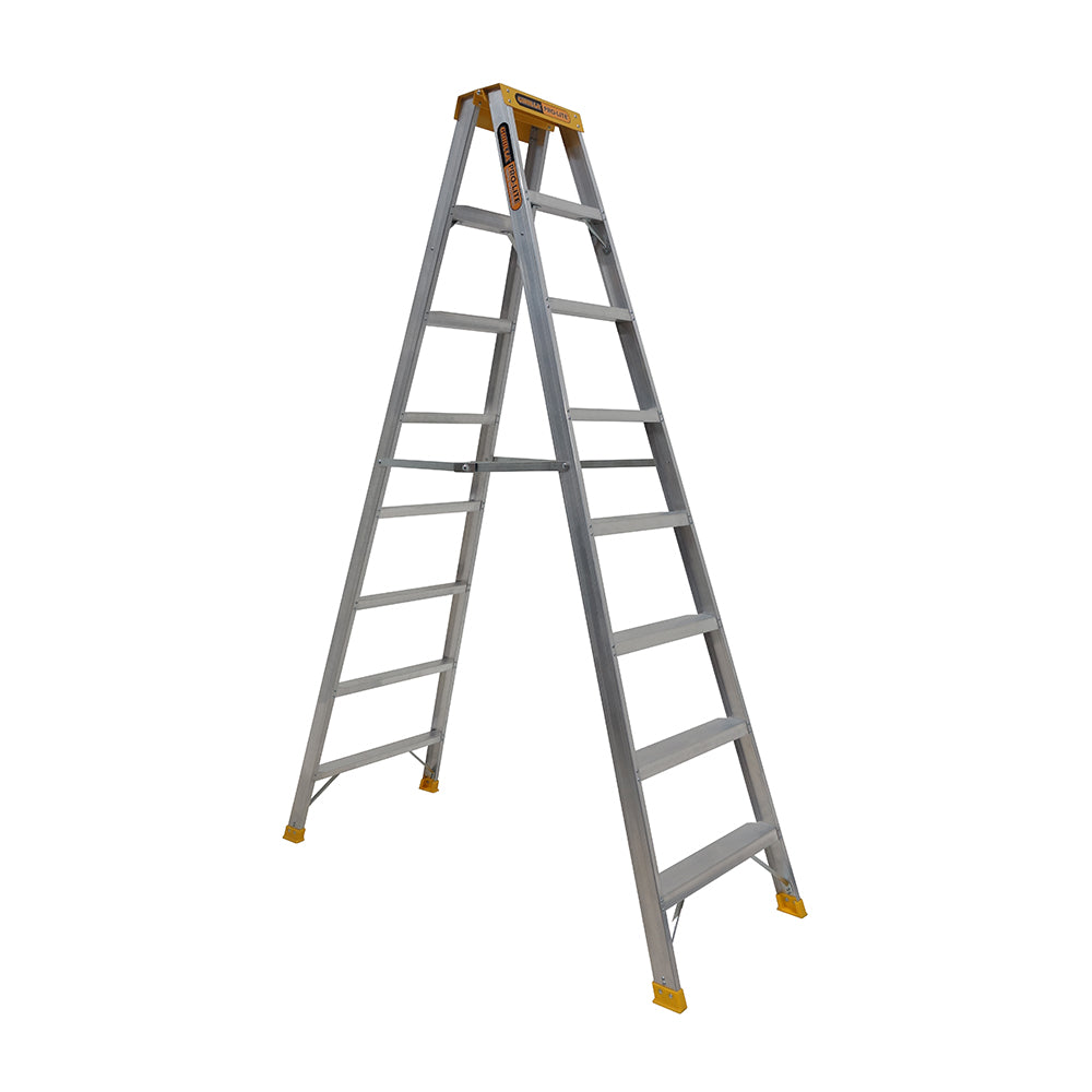 Gorilla - Double sided A-frame ladder 8 Step (2.35m) Pro-Lite Aluminium 150kg Industrial | SM008-PRO