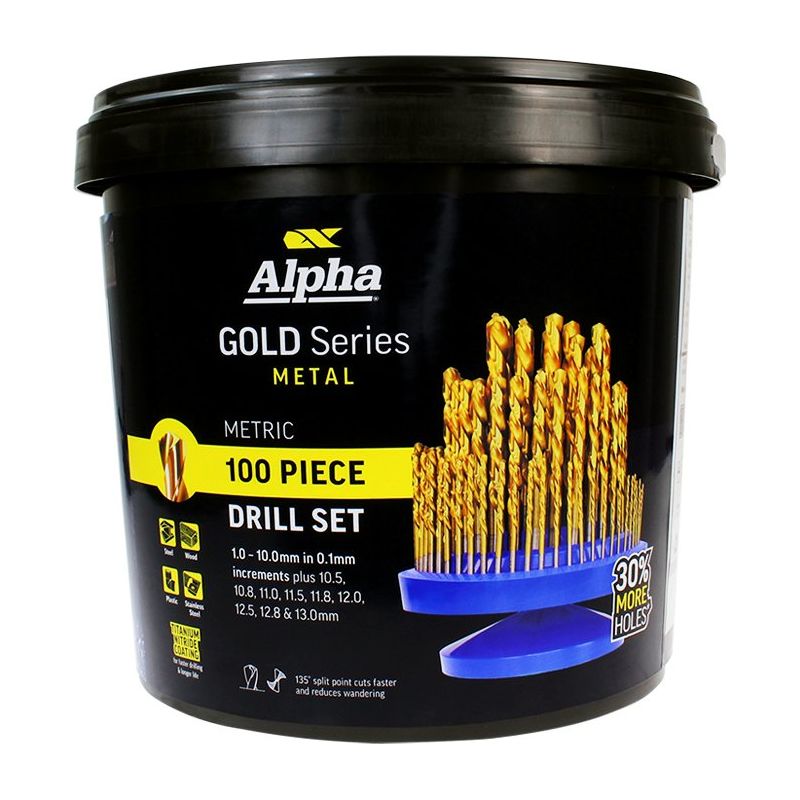 Alpha-100 Piece | Alpha Gold Series Metric Drill Set