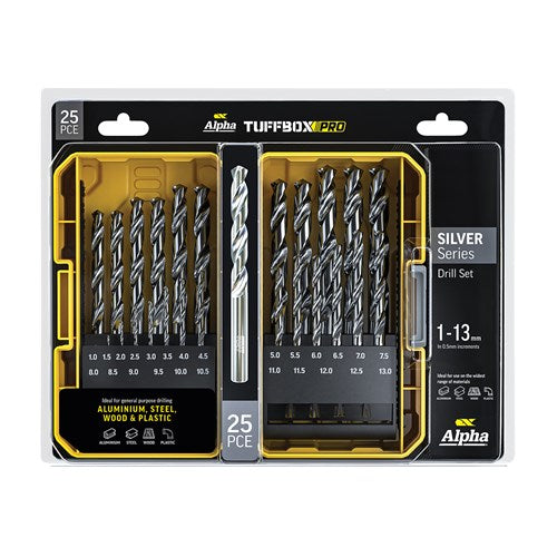 Alpha 25 Pc Silver Series Metric Tuffbox Pro Drill Set