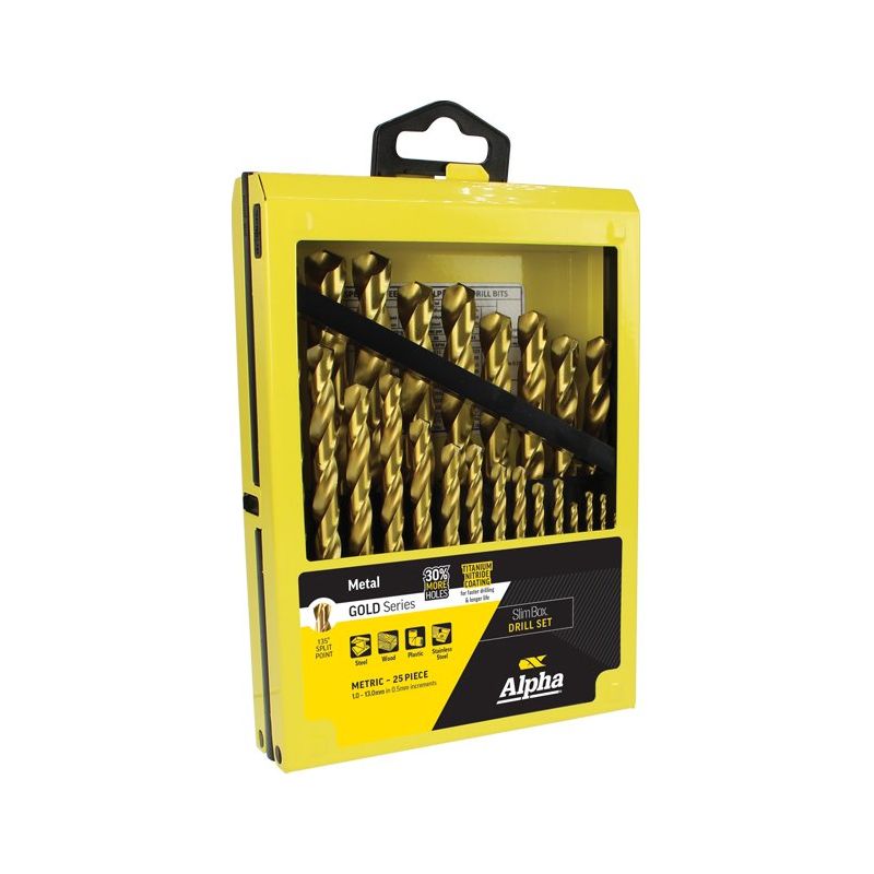 Alpha-25 Piece | Alpha Gold Series Metric Slimbox Drill Set