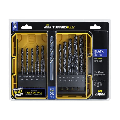Alpha 26 Pc Black Series Site Ready Metric Tuffbox Pro Drill Set