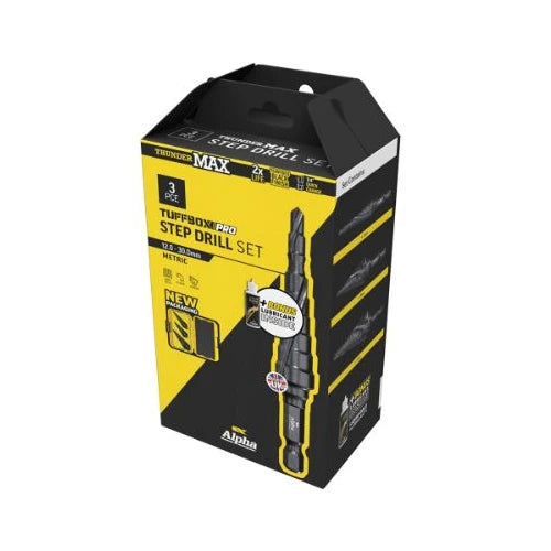 Alpha 3 Pc Onsite Plus Step Drill Tuffbox Pro Set Bonus 120ml Lubricant