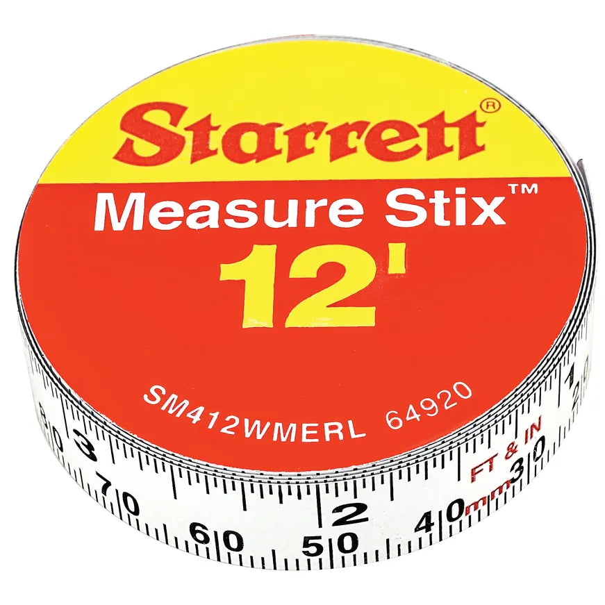 Starrett - Measure Stix 1/2in X 4mt/12ft Left To Right Steel Tape Adhesive Backing | SM412WMERL