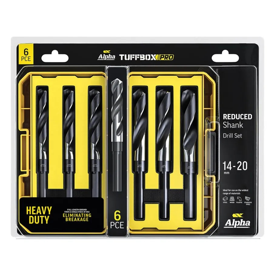 Alpha 6 Pc Reduced Shank Metric Tuffbox Pro Drill Set Bonus 120ml Lubricant