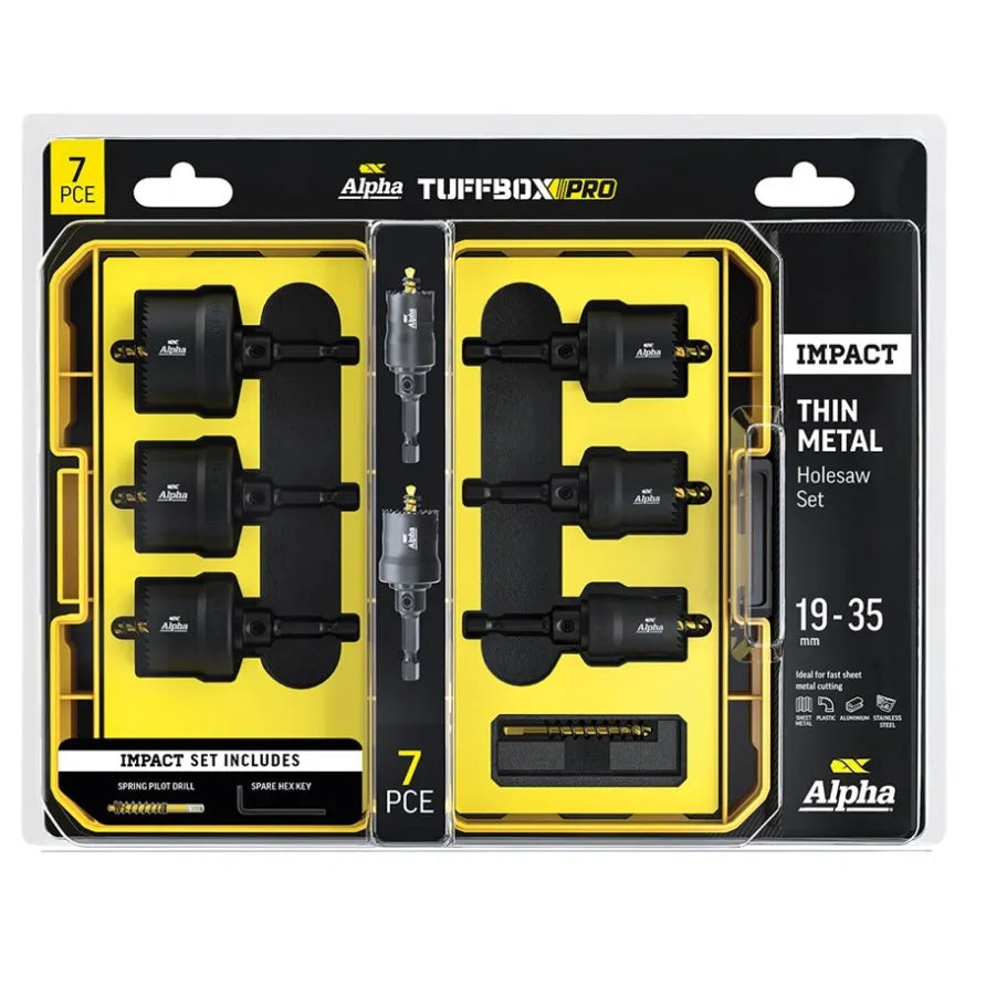 Alpha 7 Pc Impact Thin Metal Tuffbox Pro Holesaw Set