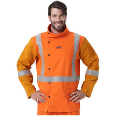 Weldtronic - TS. Welding Jacket Hi-VIS FR. Body Leather Sleeves XL | SP.J4234