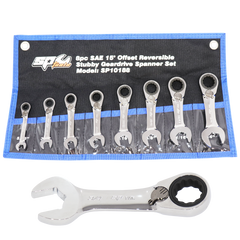 SP Tools - Spanner Set - Spanner Roe Stubby Reversible Geardrive 8pc | SP10188