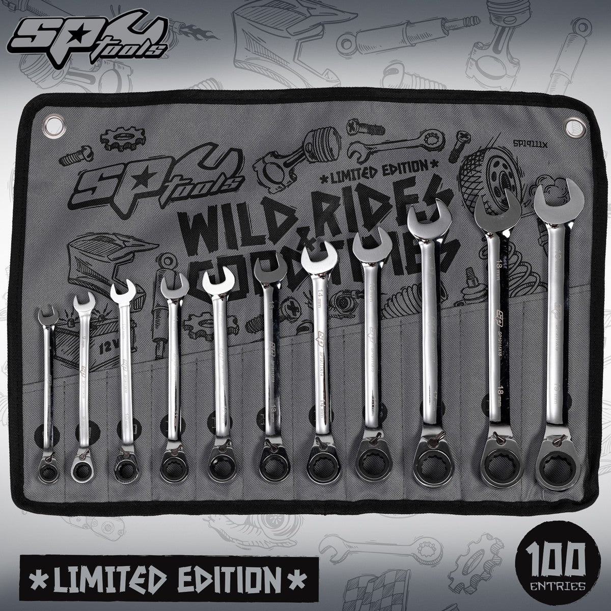 SPANNER SET ROE REVERSIBLE GEARDRIVE 11PC METRIC - SPECIAL EDITION