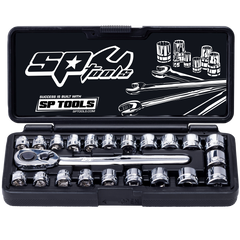 SP Tools - 3/8" Drive Socket Set 12 Point Low Profile 22 Piece Metric/SAE | SP20220