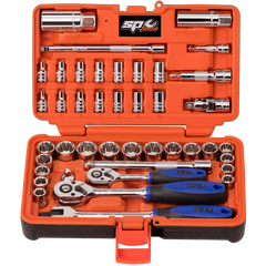 SP Tools - 1/4" Drive Socket Set 42 Piece in X-Case & 3/8" Drive Met/SAE | SP20601