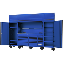 SP Tools - 128" Toolkit 1216 Piece Metric/SAE - USA Sumo Series Roller Cabinet Workstation Complete Including Overhead Blue | SP50870BL