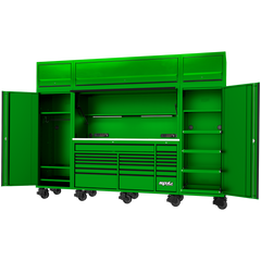 SP Tools - 113" Workstation - USA Series Including Overhead Green/Black | SP44895G