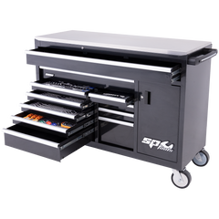 SP Tools - Toolkit 448 Piece Metric/SAE - Sumo Series Roller Cabinet with Side Cabinet 12 Drawer Black | SP50780