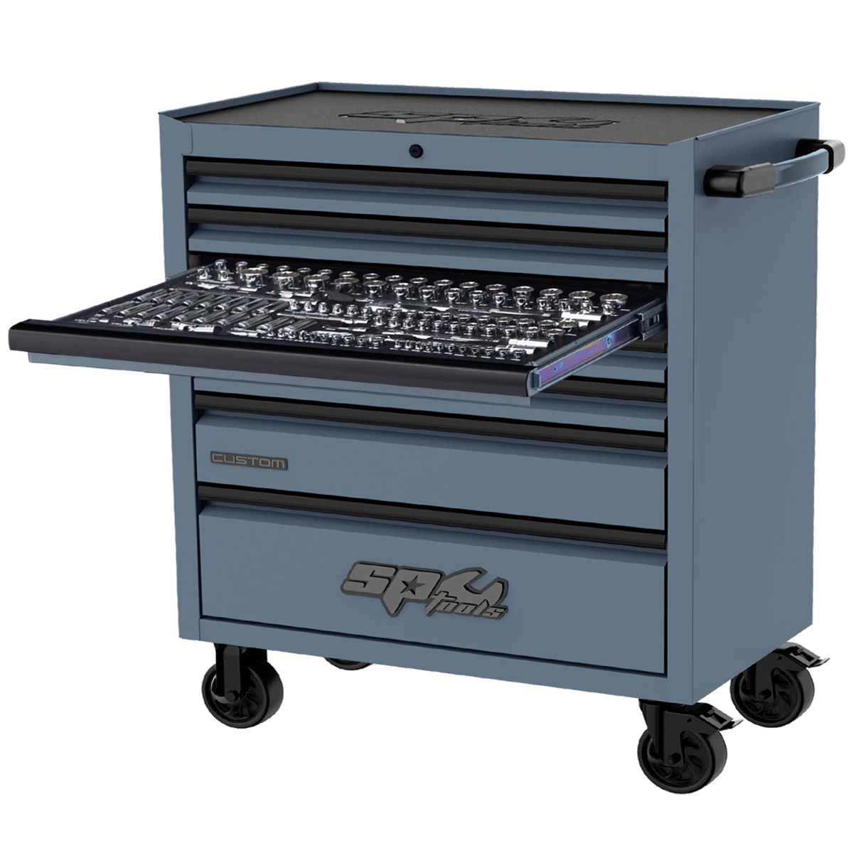 SP Tools - Custom Classic Roll Cab Tool Kit - 459 Piece - Metric & SAE - Lethal Grey | SP52509GY
