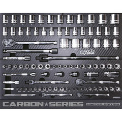 SP Tools Toolkit Metric/SAE With 42 Series R/C Hutch & Locker 12 Drawer Grey Carbon Foamed 278 Piece - SP59562X