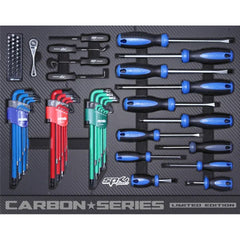 SP Tools Toolkit Metric/SAE With 42 Series R/C Hutch & Locker 12 Drawer Grey Carbon Foamed 278 Piece - SP59562X