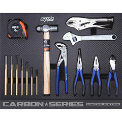 SP Tools Toolkit Metric/SAE With 42 Series R/C Hutch & Locker 12 Drawer Grey Carbon Foamed 278 Piece - SP59562X