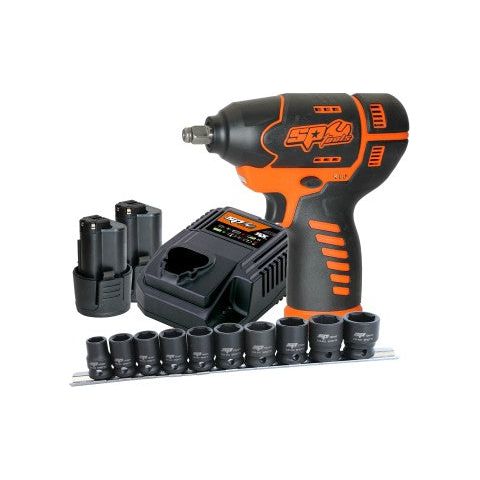 SP Tools - Cordless - 12V 3/8"dr Impact Wrench Kit - 2.5Ah X2 Batteries And Impact Socket Set - Sx Drive | SP83114
